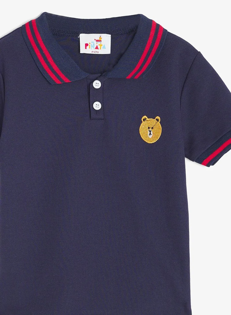 Pinata  Cute Bear Print Cotton Polo Tshirt and Shorts Set for Men | Best Price UAE