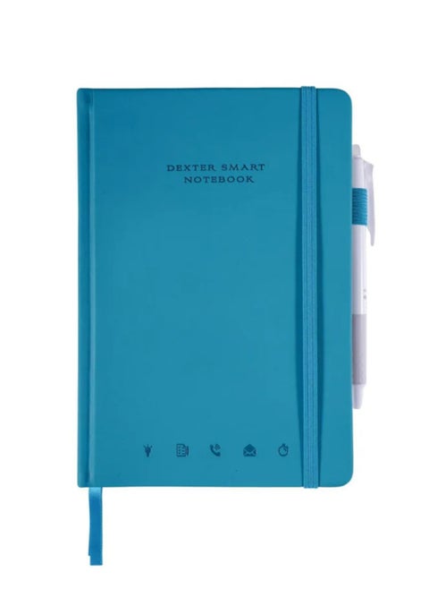 Cuir Ally Dexter Smart Erasable & Reusable Notebook (Teal), For Goals & Time Management, Includes Pen