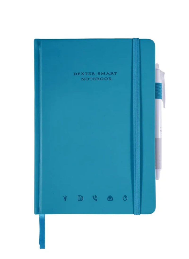 CUIR ALLY - Cuir Ally Dexter Smart Erasable & Reusable Notebook (Teal), For Goals & Time Management, Includes Pen - Image 1