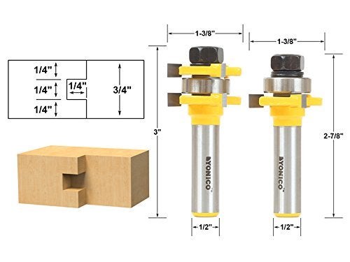 YONICO Router Bits Tongue & Groove Set 3/4-Inch 2 Bit 1/2-Inch Shank 15228 - Image 2
