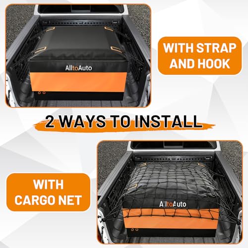 AlltoAuto [All-in-One Bundle] 26 CuFt Waterproof Truck Bed Cargo Bag with Heavy Duty Cargo Net, Storm-Proof Pickup Luggage Carrier (50"x40"x22"), Fits All Pickups, Includes Storage Bag & Bungee Net - Image 5