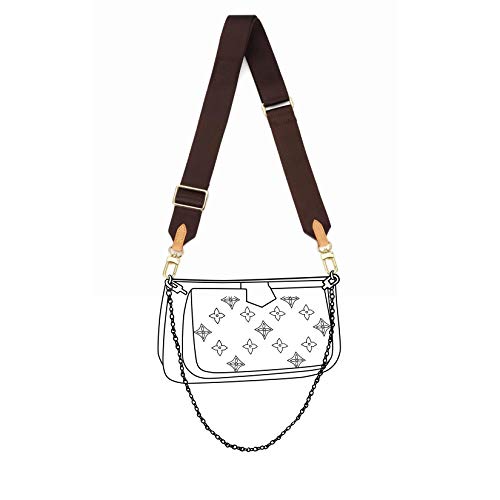 OULARIO Multi Pochette Accessories Replacement Adjustable Crossbody Wide Cavas Strap for Shoulder Bags Multi Purpose Strap (Brown) - Image 4