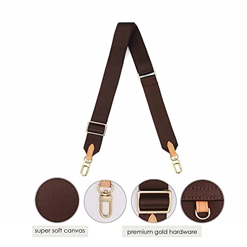 OULARIO Multi Pochette Accessories Replacement Adjustable Crossbody Wide Cavas Strap for Shoulder Bags Multi Purpose Strap (Brown) - Image 3