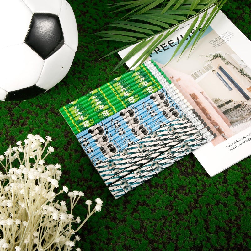 Bukela 24 pcs Themed Wooden Pencils, Party Gift for Boys, Kids Student Reward Supplies, Teacher Home School Classroom Accessories (Green/Football) - Image 3