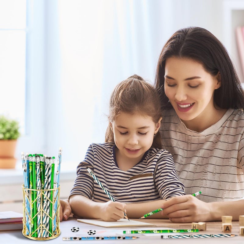 Bukela 24 pcs Themed Wooden Pencils, Party Gift for Boys, Kids Student Reward Supplies, Teacher Home School Classroom Accessories (Green/Football) - Image 4