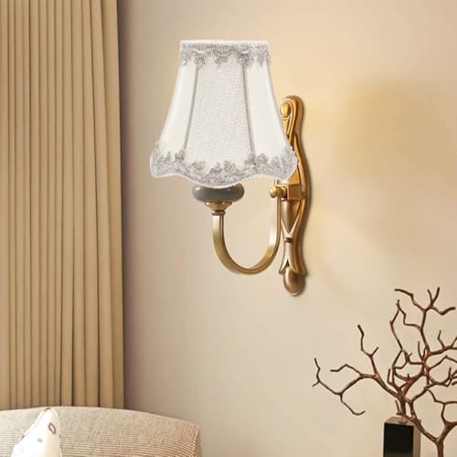 Baluue Cloth Lamp Shade Chandelier Accessories Small 4.7 Inch Rustic Fabric Lampshade Cover for Table Wall Floor Lamps Soft Warm Light Replacement - Image 3