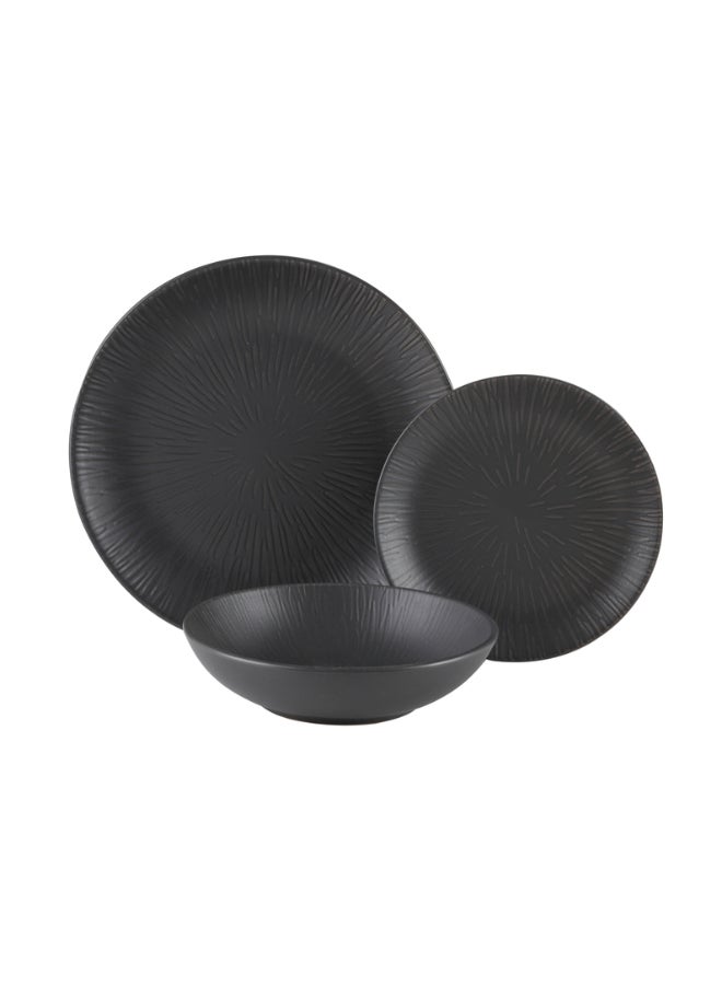 Bien Servi 18-Piece Contemporary Design Stoneware Dinner Set Dark Grey 28.2 x 23.5 x 27.4 cm ST7560-DGY