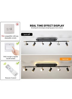 Ganeed Modern LED Ceiling Lights, Dimmable 6-Light Flush Mount Ceiling Lamp Fixture with Remote, 130cm Black and Gold Directional Ceiling Ligting for Hallway Kitchen Bedroom Entry (60W/3600 Lumens)  - Image 4