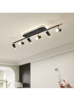 Ganeed Modern LED Ceiling Lights, Dimmable 6-Light Flush Mount Ceiling Lamp Fixture with Remote, 130cm Black and Gold Directional Ceiling Ligting for Hallway Kitchen Bedroom Entry (60W/3600 Lumens)  - Image 1