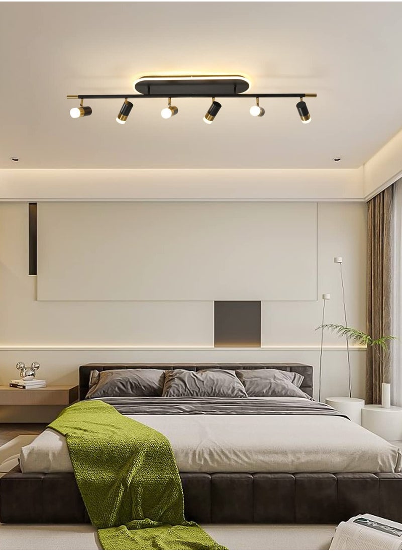 Ganeed - Modern LED Ceiling Lights, Dimmable 6-Light Flush Mount Ceiling Lamp Fixture with Remote, 130cm Black and Gold Directional Ceiling Ligting for Hallway Kitchen Bedroom Entry (60W/3600 Lumens) - Image 1