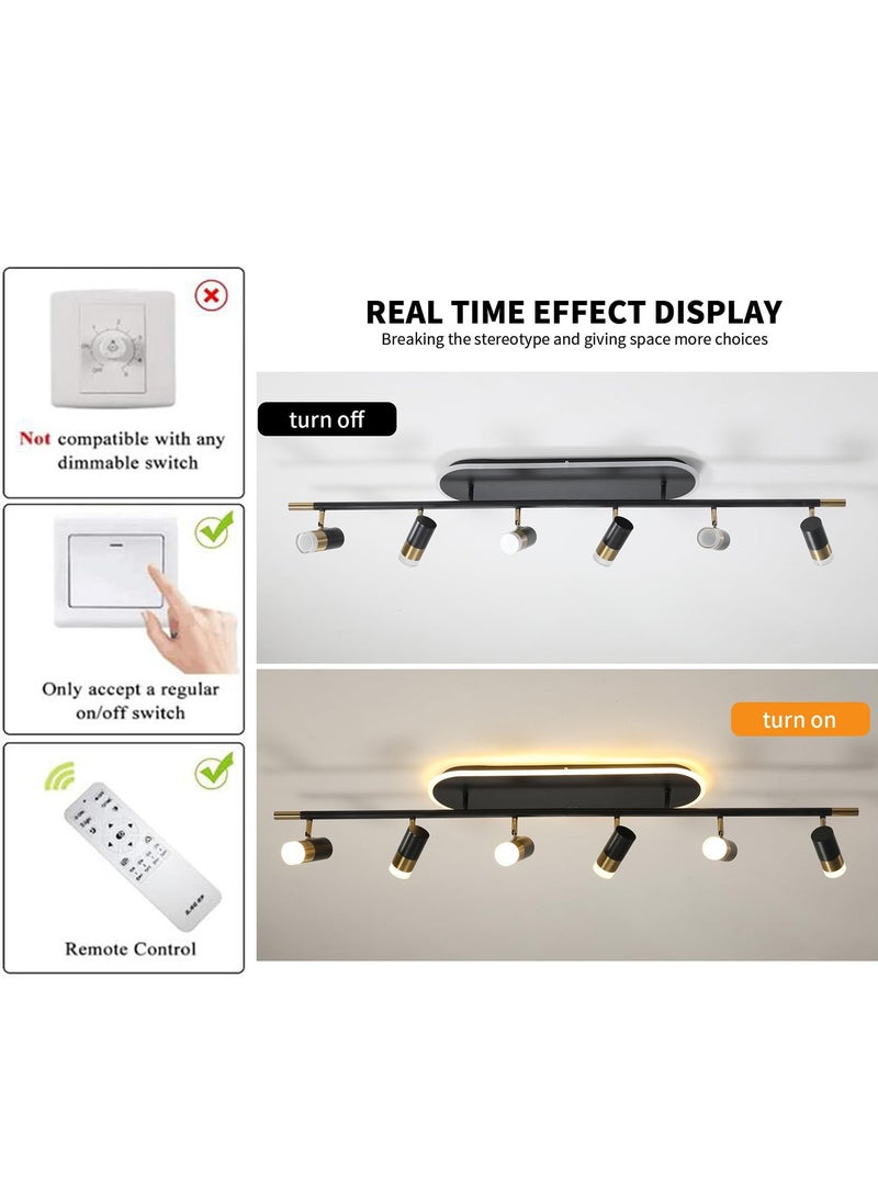 Ganeed Modern LED Ceiling Lights, Dimmable 6-Light Flush Mount Ceiling Lamp Fixture with Remote, 130cm Black and Gold Directional Ceiling Ligting for Hallway Kitchen Bedroom Entry (60W/3600 Lumens)  - Image 4