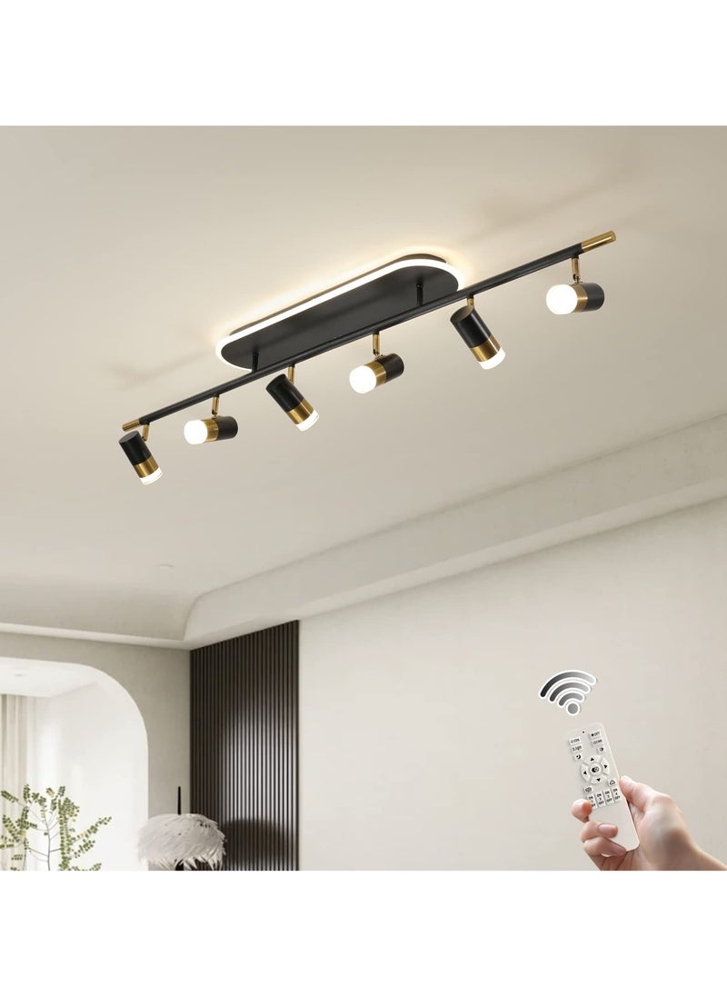Ganeed Modern LED Ceiling Lights, Dimmable 6-Light Flush Mount Ceiling Lamp Fixture with Remote, 130cm Black and Gold Directional Ceiling Ligting for Hallway Kitchen Bedroom Entry (60W/3600 Lumens)  - Image 1