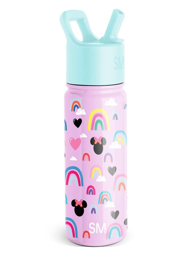 Simple Modern Kids Summit Water Bottle with Straw Lid | Disney Minnie Mouse 14oz Stainless Steel Cup Insulated Tumbler for Girls, School | Minnie Mouse Purple Rainbows - Image 1