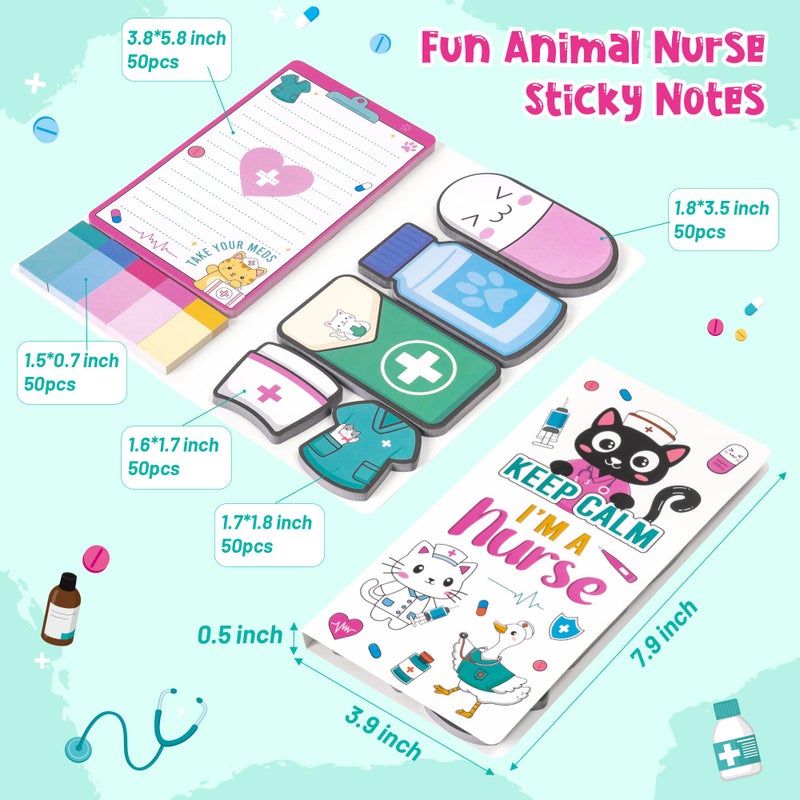 B1ykin Cute Sticky Notes Set - Keep Calm Iâ€™m A Nurse Self-Stick Notes Pad, 550 Sheets Writing Memo Pages Sticky Notepad for Teacher Appreciation Gifts, School Office Party Supplies (Funny Nurse) - Image 2