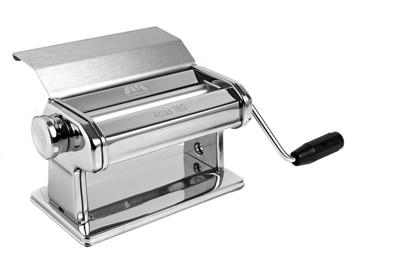 MARCATO Made in Italy Atlas 180 Slide Manual Pasta Machine, Chrome Steel. Good for pasta, bread and cake decoration