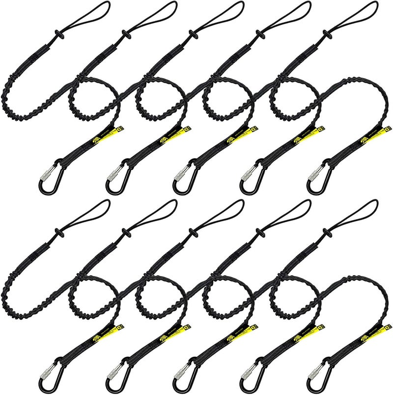 BearTOOLS Tool Lanyard with Single Carabiner and Adjustable Loop End, Standard Length, Maximum Weight Limit 8KG / 17.6lb, Aluminum Screw Lock Carabiner with Shock Cord Stopper, 0929S (10 Pack) - Image 1