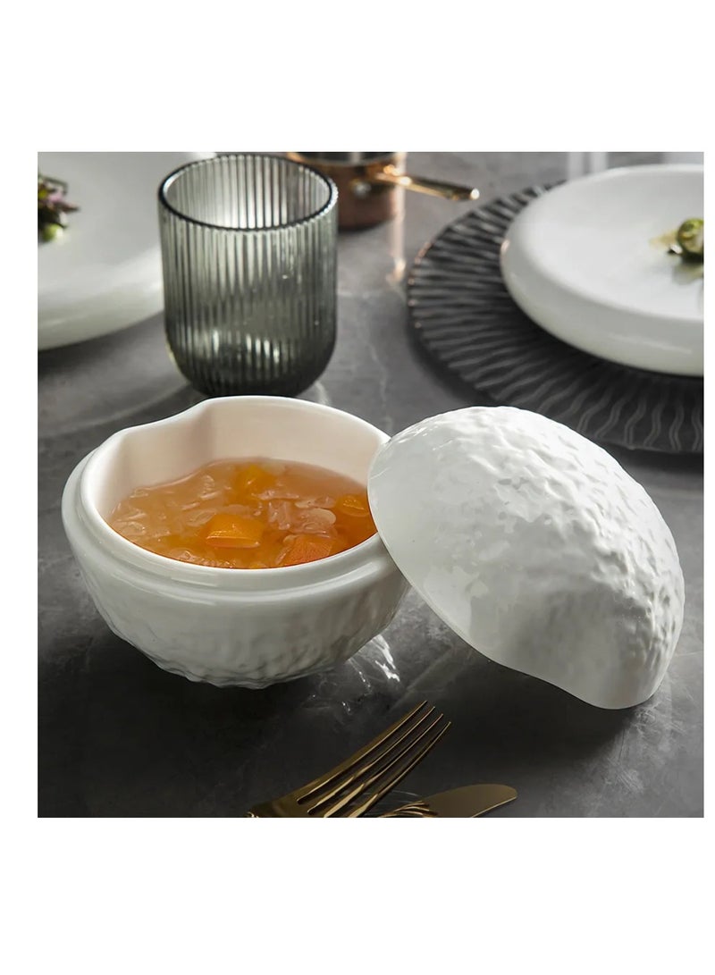 MAAC Home Stacked Stoneware Creative White Soup Bowls | Elegant Durable and Classic design Perfect for Everyday Use, and Family Get- Together, Restaurant, Banquet and More (Stacked Style Bowl) - Image 1