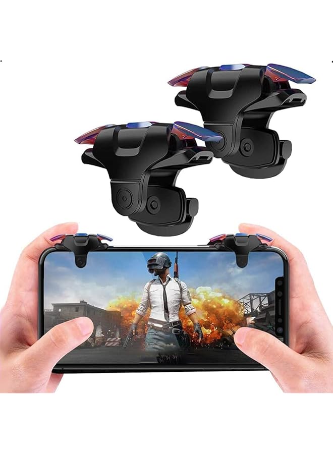 X spring Mobile Trigger 1 Pair Cell Phone Gaming Joystick 4 Fingers Operation Triggers For Gaming With Sensitive Shoot And Aim Mobile Game Controller Mobile Phone Controller For Android And Iphone - Image 1