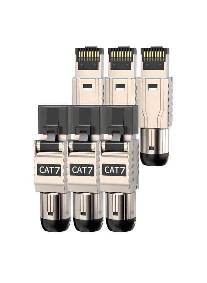 6 قطع أدوات مجانية موصلات Cat7 RJ45 مقابس إيثرنت محمية بسبيكة الزنك - Image 1