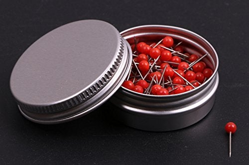 PTC Office 1/8 Inch Small Round Head Map Tacks Pins for Home Office Use and DIY Craft Project (Red, 100PCS) - Image 2