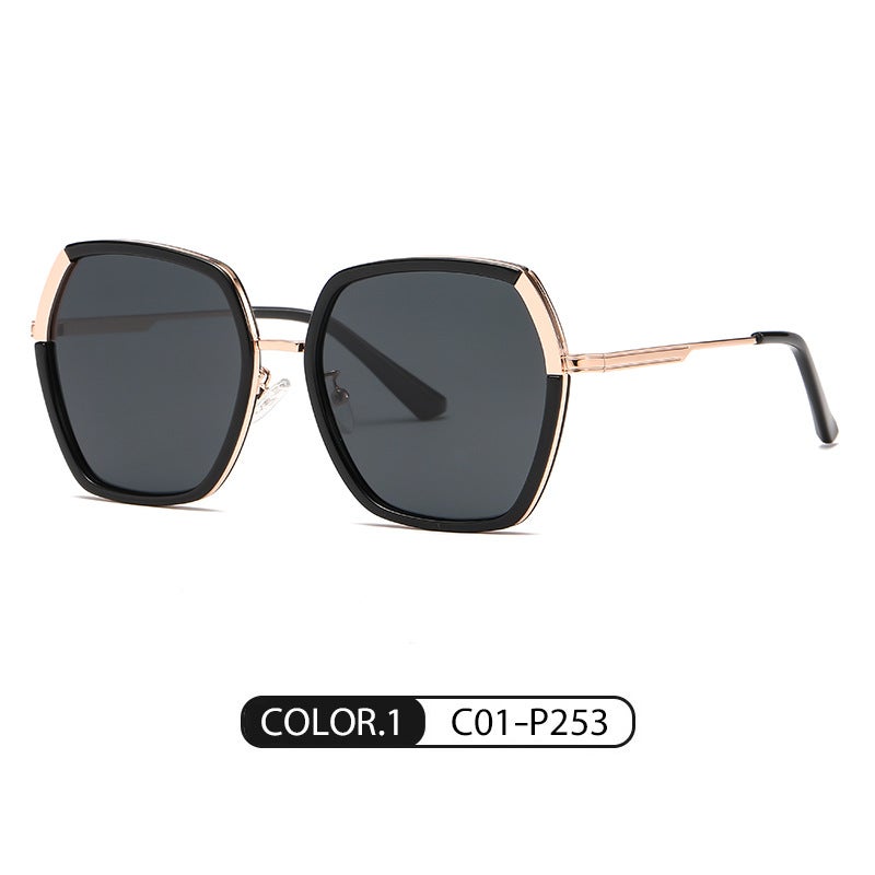 Generic Polarized Sunglasses TJ710 Fashion Women Metal Shades Bright Black/Rose Gold Gray piece C01-P253 