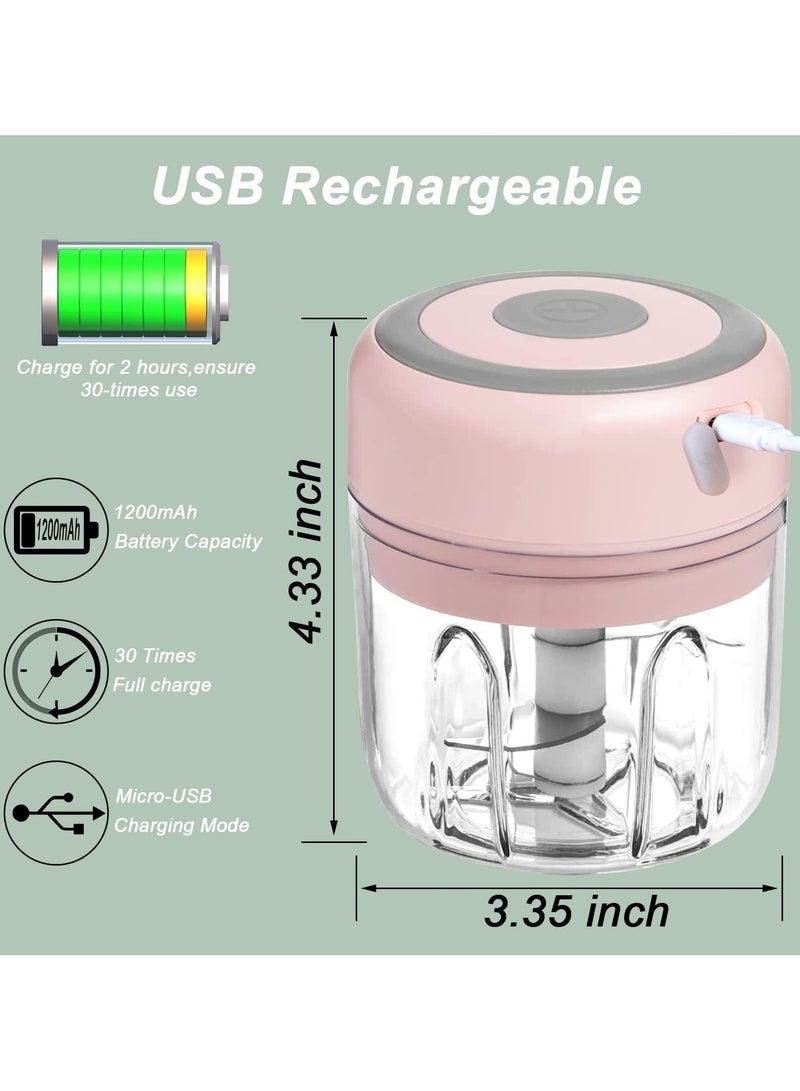 Electric Garlic Chopper 250ml Food Chopper Usb Mini Vegetable Chopper Garlic Chopper Onion Chopper Portable Small Food Processor Suitable For Garlic, Ginger, Chili, Vegetables, Pink  - Image 3