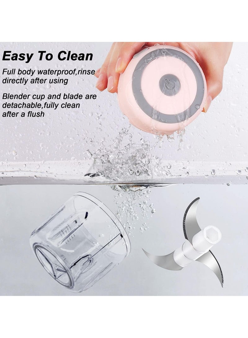 Electric Garlic Chopper 250ml Food Chopper Usb Mini Vegetable Chopper Garlic Chopper Onion Chopper Portable Small Food Processor Suitable For Garlic, Ginger, Chili, Vegetables, Pink  - Image 4