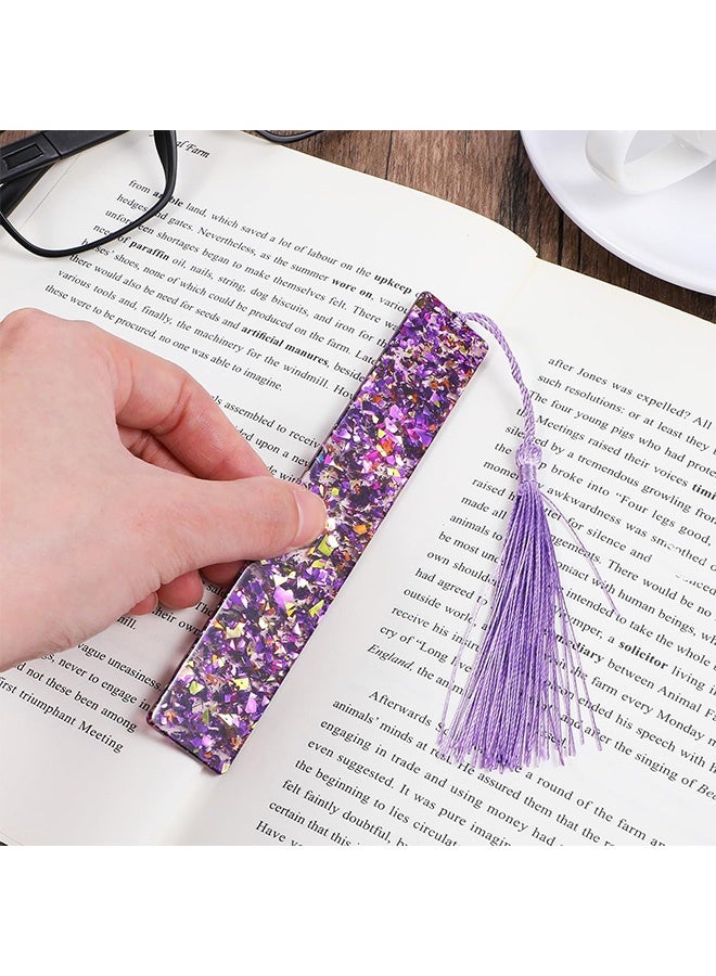 Quantum 4 PCS Bookmarks, Glitter Resin Transparent Kids Art Silk Tassels Bookmark, Cute Pressed Flower Book Marks for Women Teacher Book Lovers - Image 4
