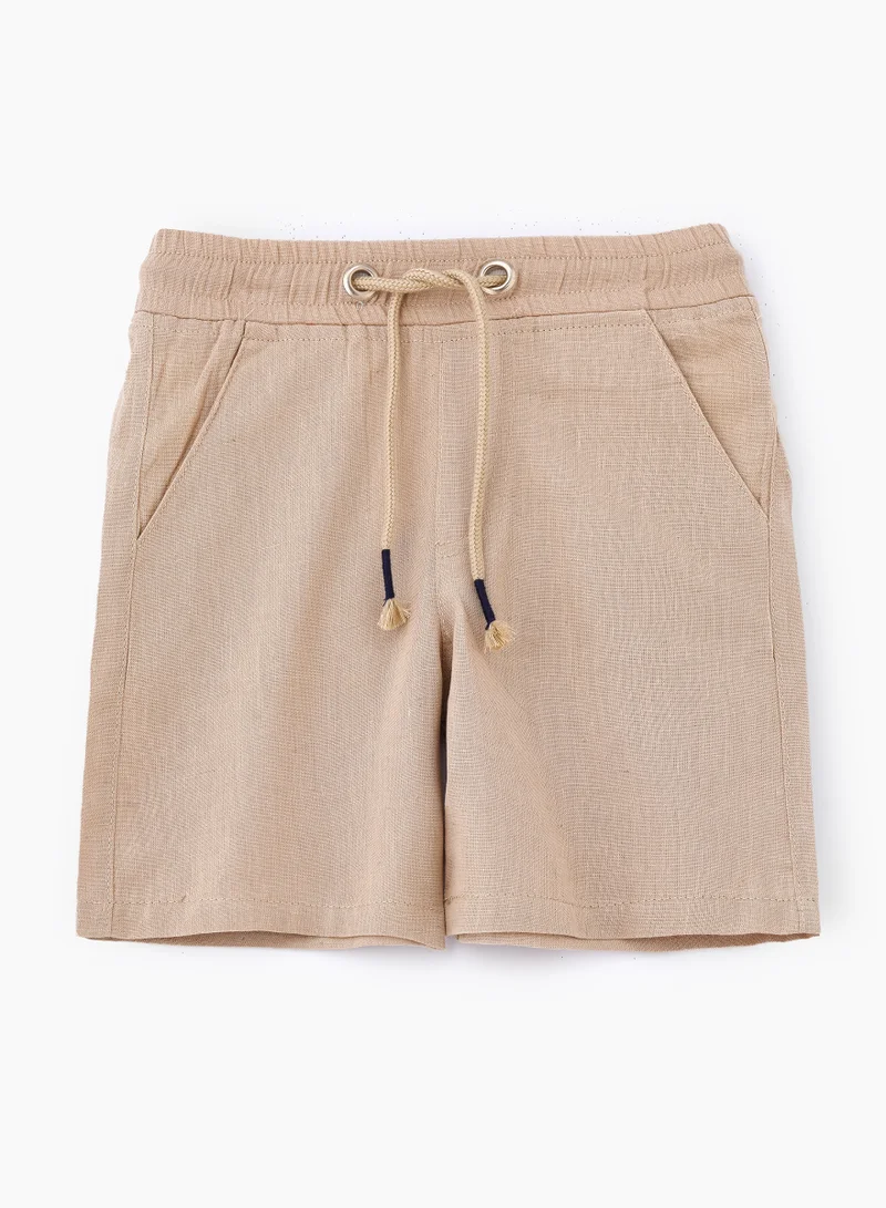 JAM Classic Cotton Drawstring Shorts for Boys - Beige