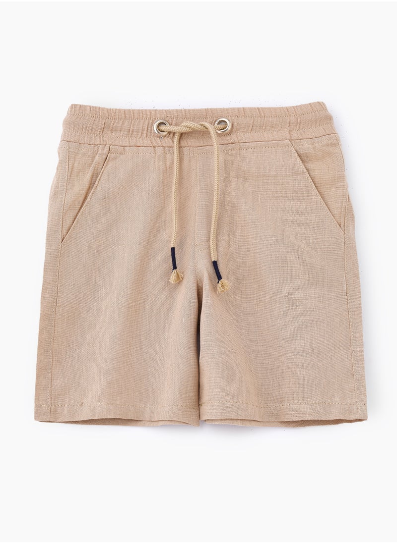 JAM Classic Cotton Drawstring Shorts for Boys - Beige  - Image 1