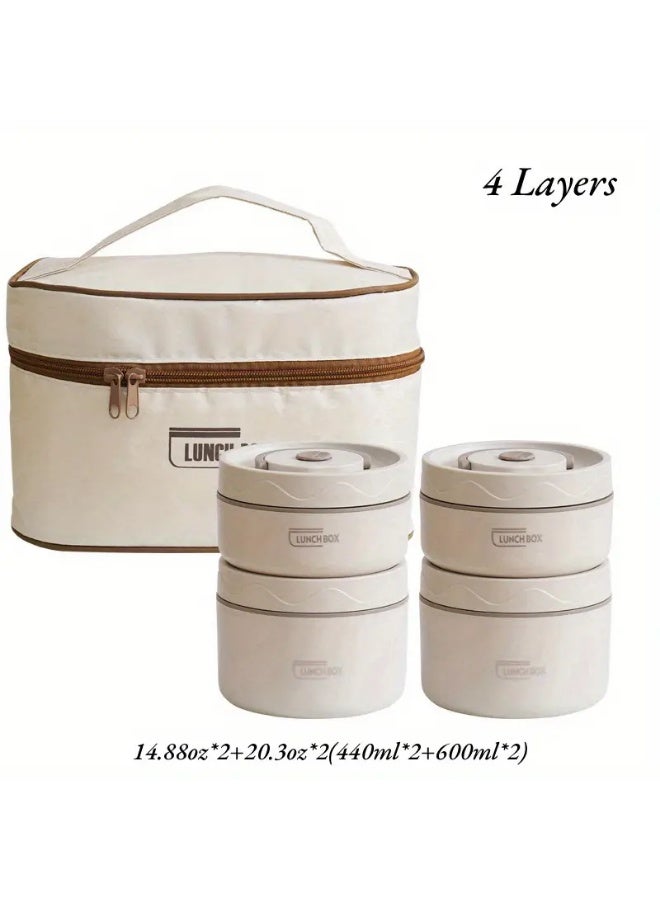 Lunch Box Set, Large Capacity Stainless Steel Lunch Box with Lunch Bag, Portable Thermal Box, for School, Camping, Work, Kitchen Organizers and Storage, Kitchen Accessories - Image 5