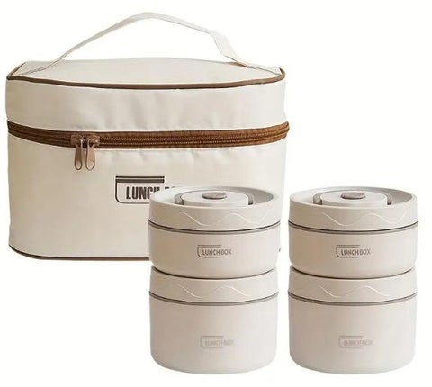 مجموعة صناديق الغداء، صندوق غداء كبير السعة من الفولاذ المقاوم للصدأ مع حقيبة غداء، صندوق  حراري محمول، للمدرسة والتخييم والعمل، منظمو وتخزين المطبخ، إكسسوارات المطبخ