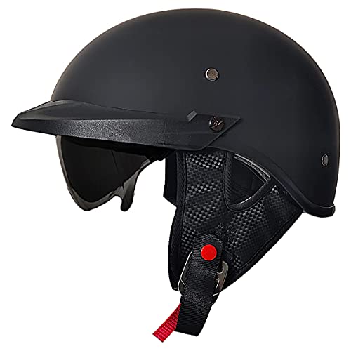 ELCYCO Motorcycle Half Helmet with Sun Visor Motorcycle Helmets for Men Women Helmet for Adult Scooter ATV Cruiser DOT Approved (Matte Black, Medium) - Image 1