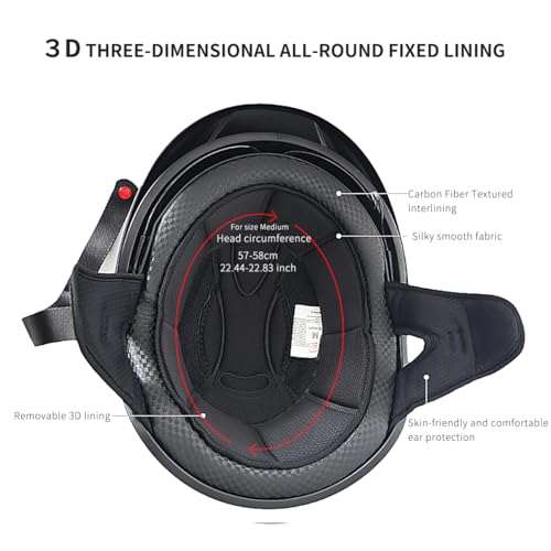 ELCYCO Motorcycle Half Helmet with Sun Visor Motorcycle Helmets for Men Women Helmet for Adult Scooter ATV Cruiser DOT Approved (Matte Black, Medium) - Image 3