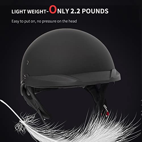 ELCYCO Motorcycle Half Helmet with Sun Visor Motorcycle Helmets for Men Women Helmet for Adult Scooter ATV Cruiser DOT Approved (Matte Black, Medium) - Image 5