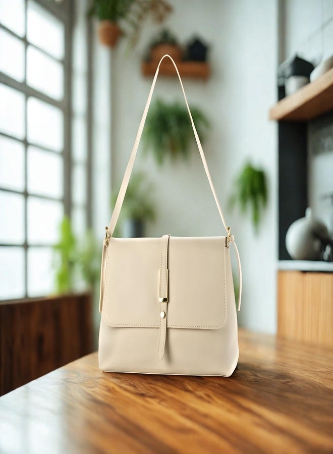 Gowloz Women’s Flap Crossbody and Shoulder Bag | Soft PU Leather | Secure Magnetic Closure | Stylish for Work, Shopping & Travel (White) - Image 3