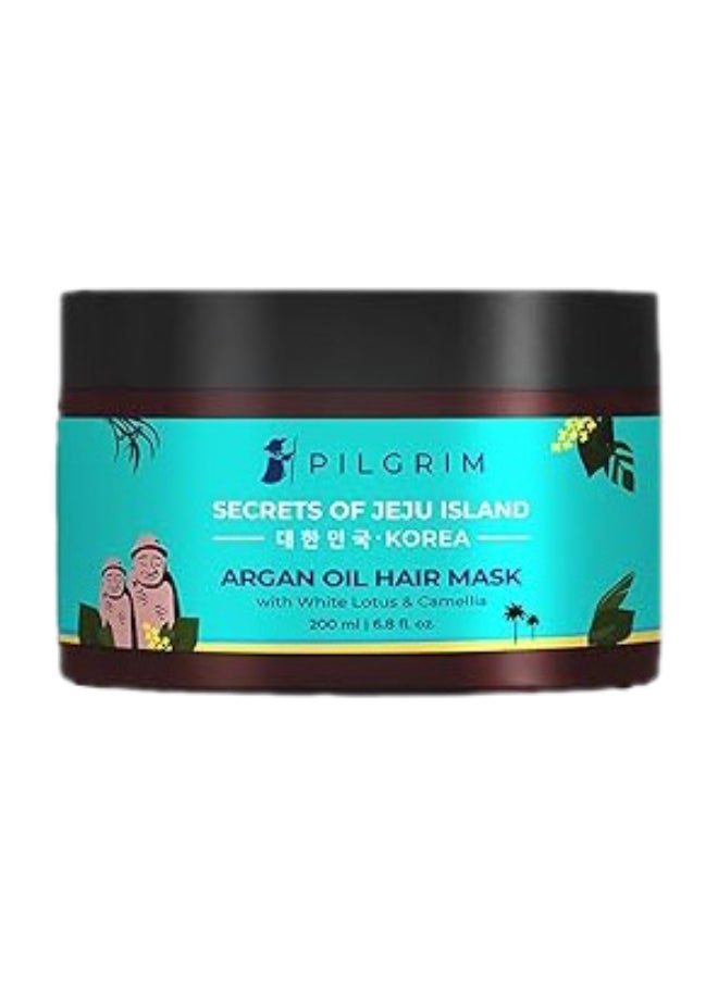 PILGRIM Korean Argan Oil Hair Mask for dry And frizzy hair with White Lotus and Camellia  Hair Mask for smoothening hair, deep conditioning and hair fall control  For Men And Women  200ml  - Image 1