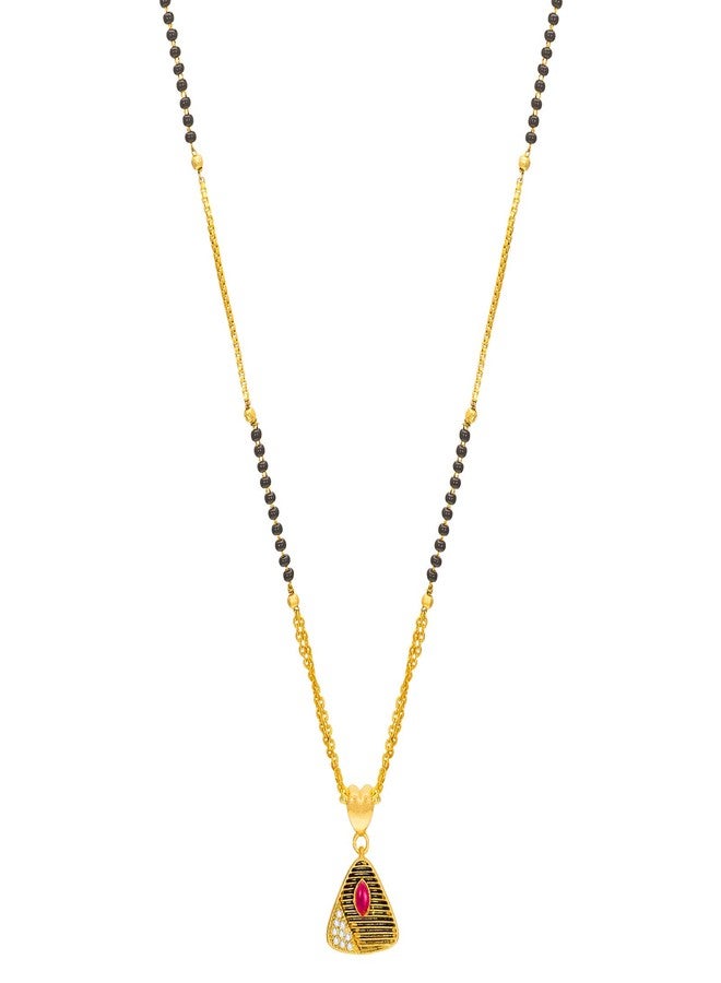 Aadita Latest Fashion Traditional Stylish Design Gold Plated and American Diamond Mangalsutra for Women (Golden) (DT2352MS) - Image 1