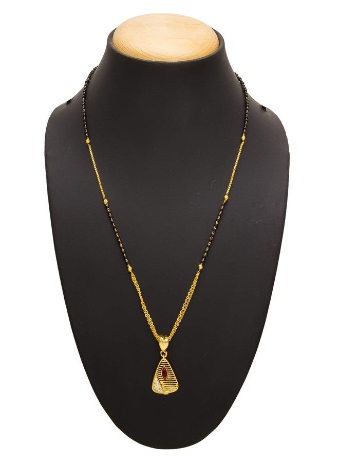 Aadita Latest Fashion Traditional Stylish Design Gold Plated and American Diamond Mangalsutra for Women (Golden) (DT2352MS) - Image 5