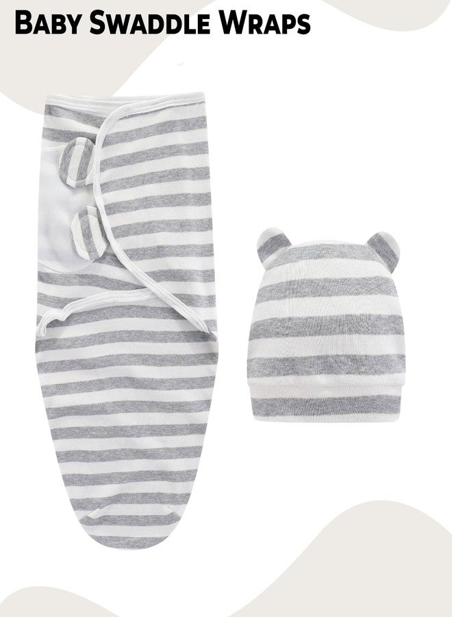 BEMBIKA Baby Swaddle Wraps Soft Cotton, Organic Cotton & Hooded Muslin Swaddle Wraps, Comfortable, Breathable & Safe Set of 2 -(0-3 Months | Stripe) - Image 2