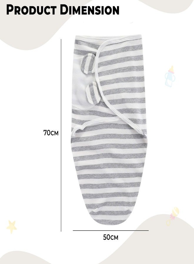BEMBIKA Baby Swaddle Wraps Soft Cotton, Organic Cotton & Hooded Muslin Swaddle Wraps, Comfortable, Breathable & Safe Set of 2 -(0-3 Months | Stripe) - Image 3