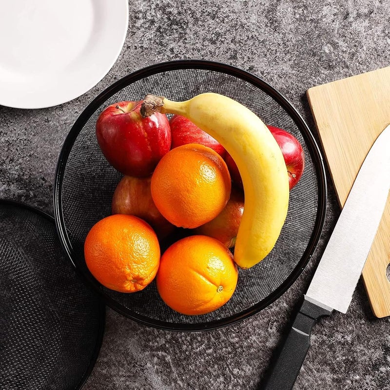 Juvale Black Mesh Fruit Baskets with Lids for Fruits Restaurant Kitchen Produce Containers 10 Inch 2 Pack - Image 2