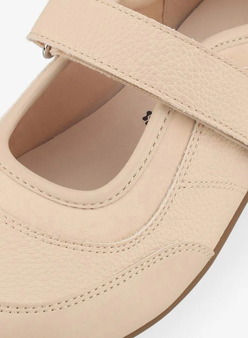 Lee Cooper BEIGE Girls Hook & Loop Mary Jane School Sneakers for Women | Best Price UAE