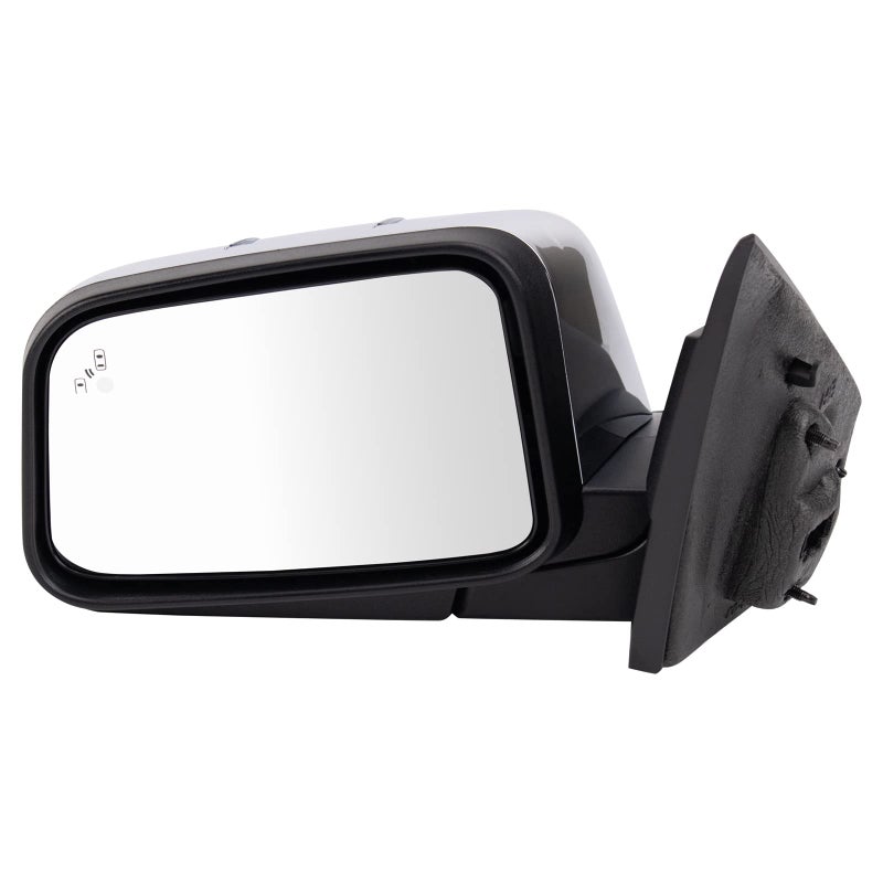 TRQ Driver Side Power Heated Mirror Chrome Cover Textured Black Compatible with 20112015 Ford Edge FO1320730