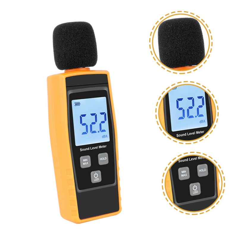 مقياس مستوى الصوت الرقمي بشاشة LCD مضاءة خلفياً لمراقبة الضوضاء القصوى والدنيا للمنزل والموسيقى وموقع العمل - Image 5