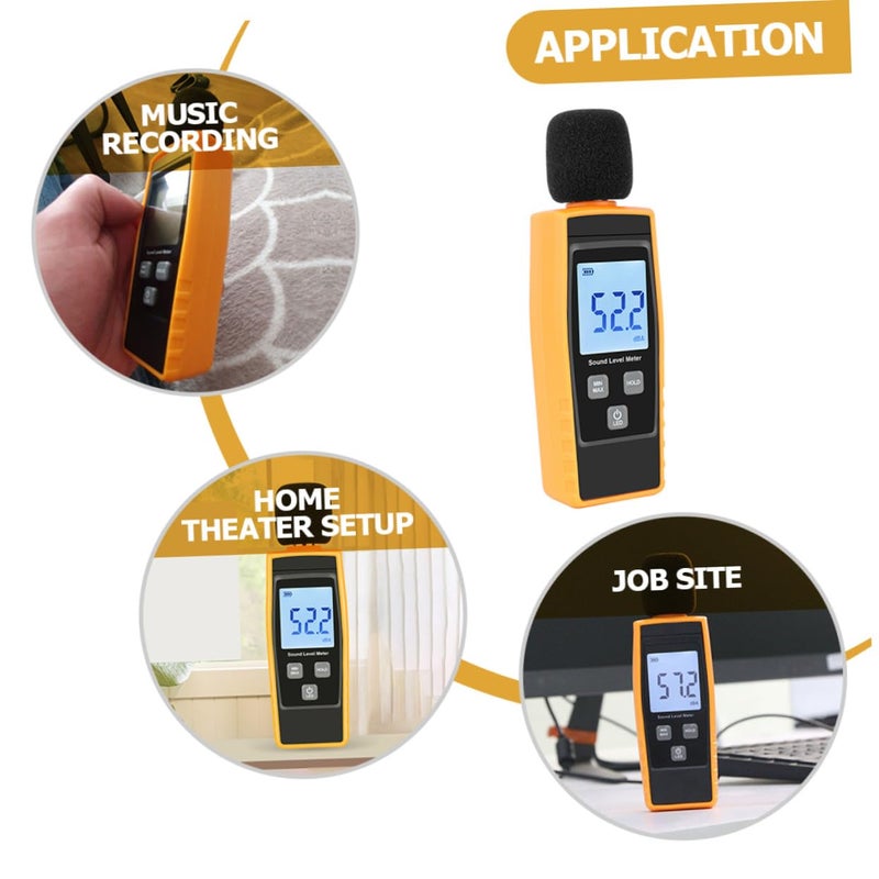 مقياس مستوى الصوت الرقمي بشاشة LCD مضاءة خلفياً لمراقبة الضوضاء القصوى والدنيا للمنزل والموسيقى وموقع العمل - Image 4