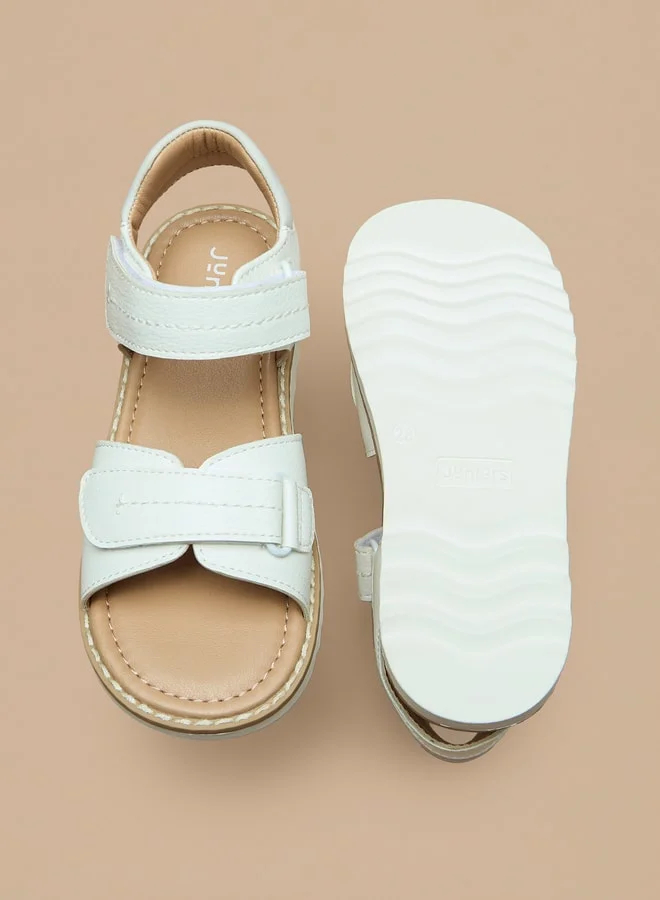 جونيورز Boys Textured Sandals With Hook And Loop Closure