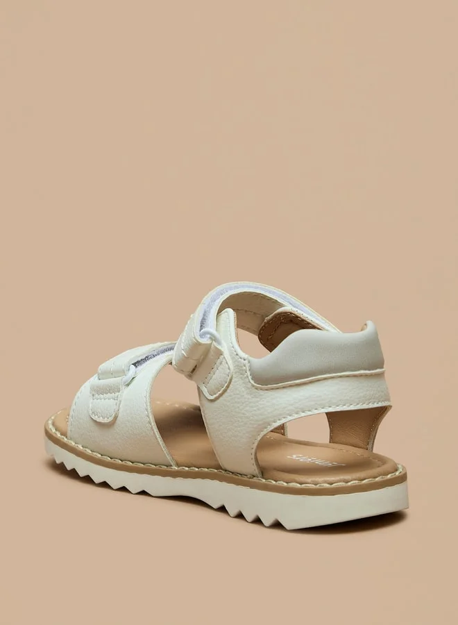 جونيورز Boys Textured Sandals With Hook And Loop Closure