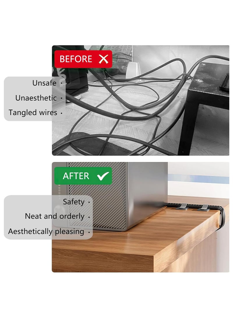 انسجام 50 قطعة من روابط الكابلات القابلة لإعادة الاستخدام ومنظمات الأسلاك ذاتية اللصق لإدارة الكابلات وروابط الكابلات ذاتية اللصق للأسلاك وخطافات لإضاءة السلاسل الخارجية ومشابك الإضاءة - Image 5