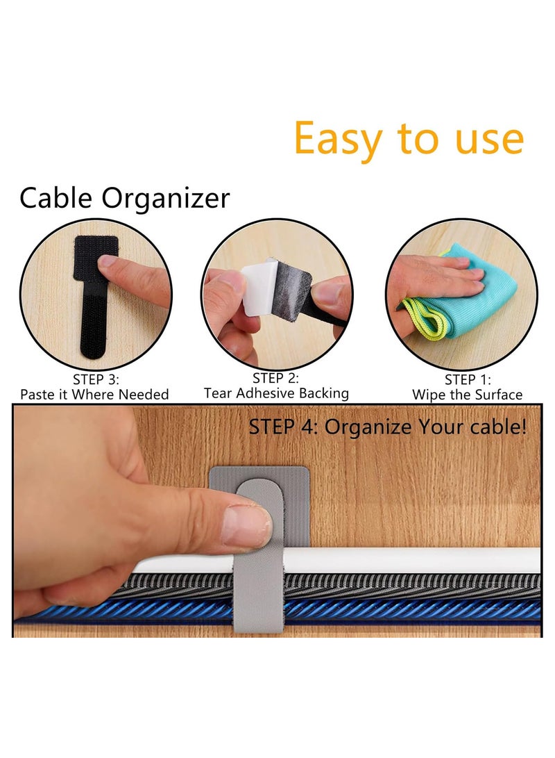 انسجام 50 قطعة من روابط الكابلات القابلة لإعادة الاستخدام ومنظمات الأسلاك ذاتية اللصق لإدارة الكابلات وروابط الكابلات ذاتية اللصق للأسلاك وخطافات لإضاءة السلاسل الخارجية ومشابك الإضاءة - Image 4